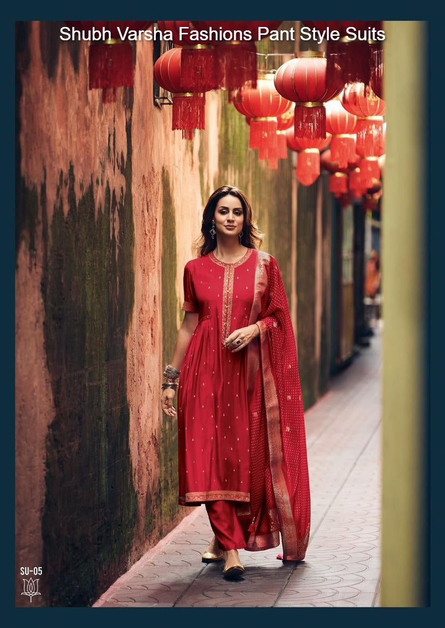Shubh Varsha Fashions Muslin Pant Style Suits Wholesaler Gujarat