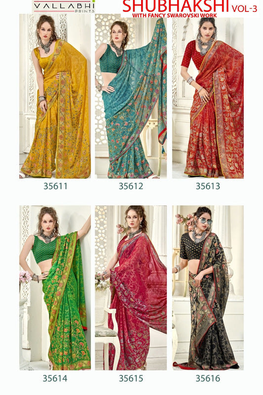 Shubhakshi Vol 3 Vallabhi Prints Brasso Sarees Wholesale Price