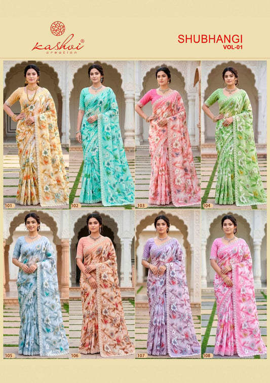 Shubhangi Vol 1 Kashvi Creation Weightless Sarees Manufacturer Ahmedabad