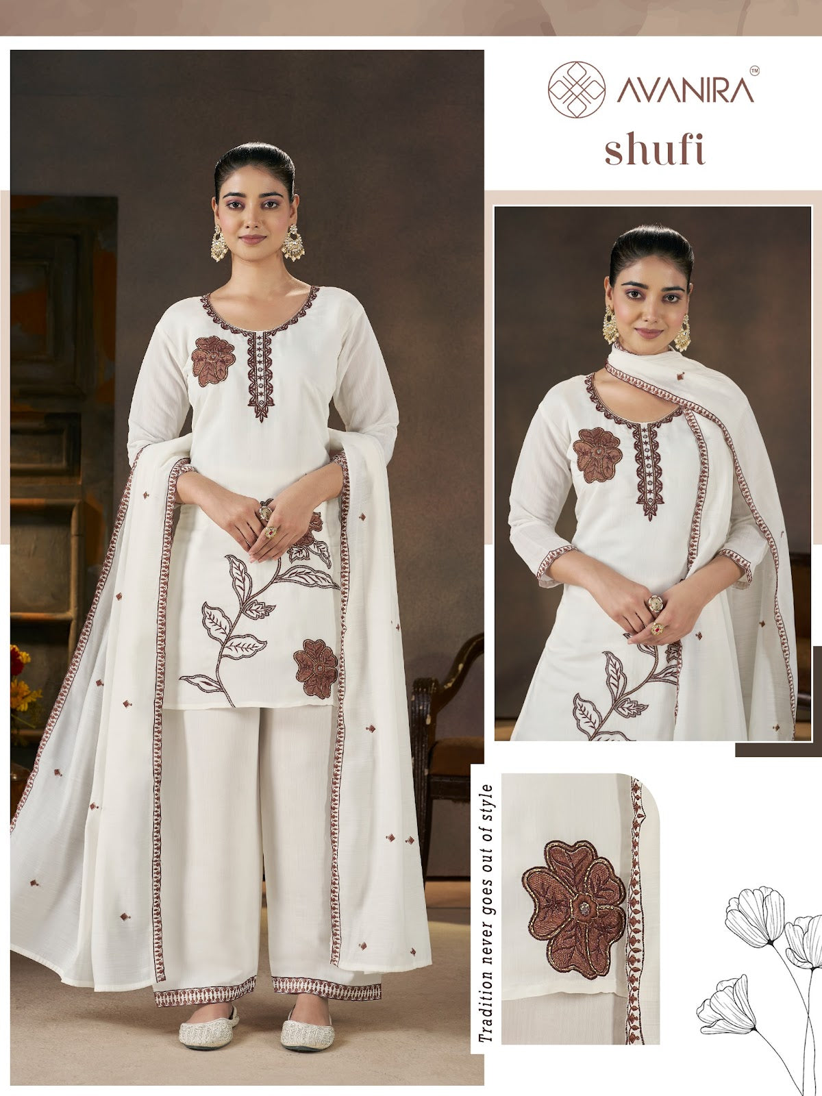 Shufi Avanira Mal Chanderi Readymade Pant Style Suits Wholesale Price