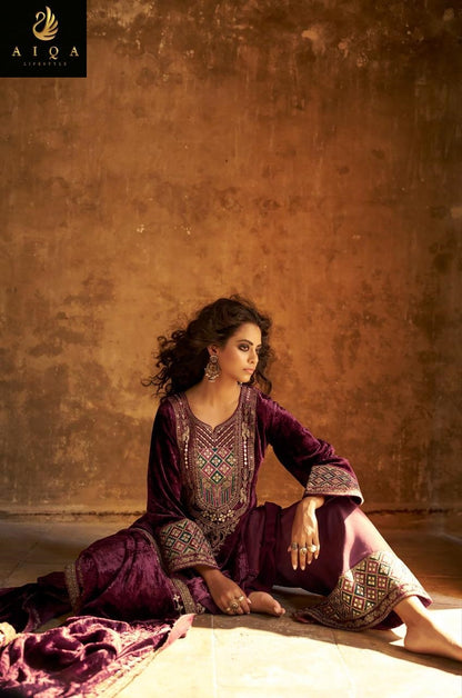 Shuijing Aiqa Velvet Suits Wholesaler Ahmedabad