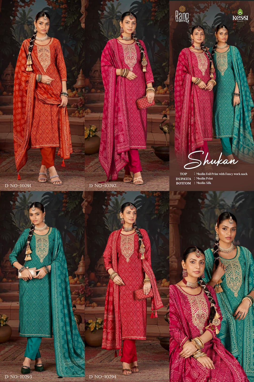 Shukan Kessi Rang Muslin Pant Style Suits Wholesale Price