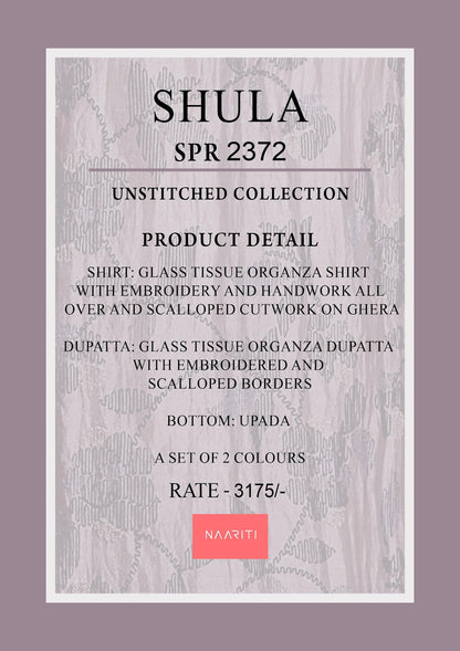Shula Naariti Organza Pant Style Suits Wholesale