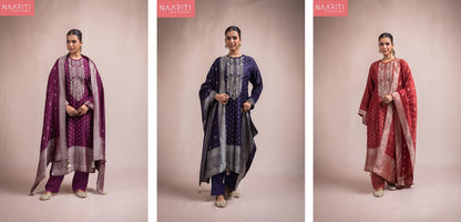 Shura Naariti Tussar Silk Pant Style Suits Wholesaler Ahmedabad