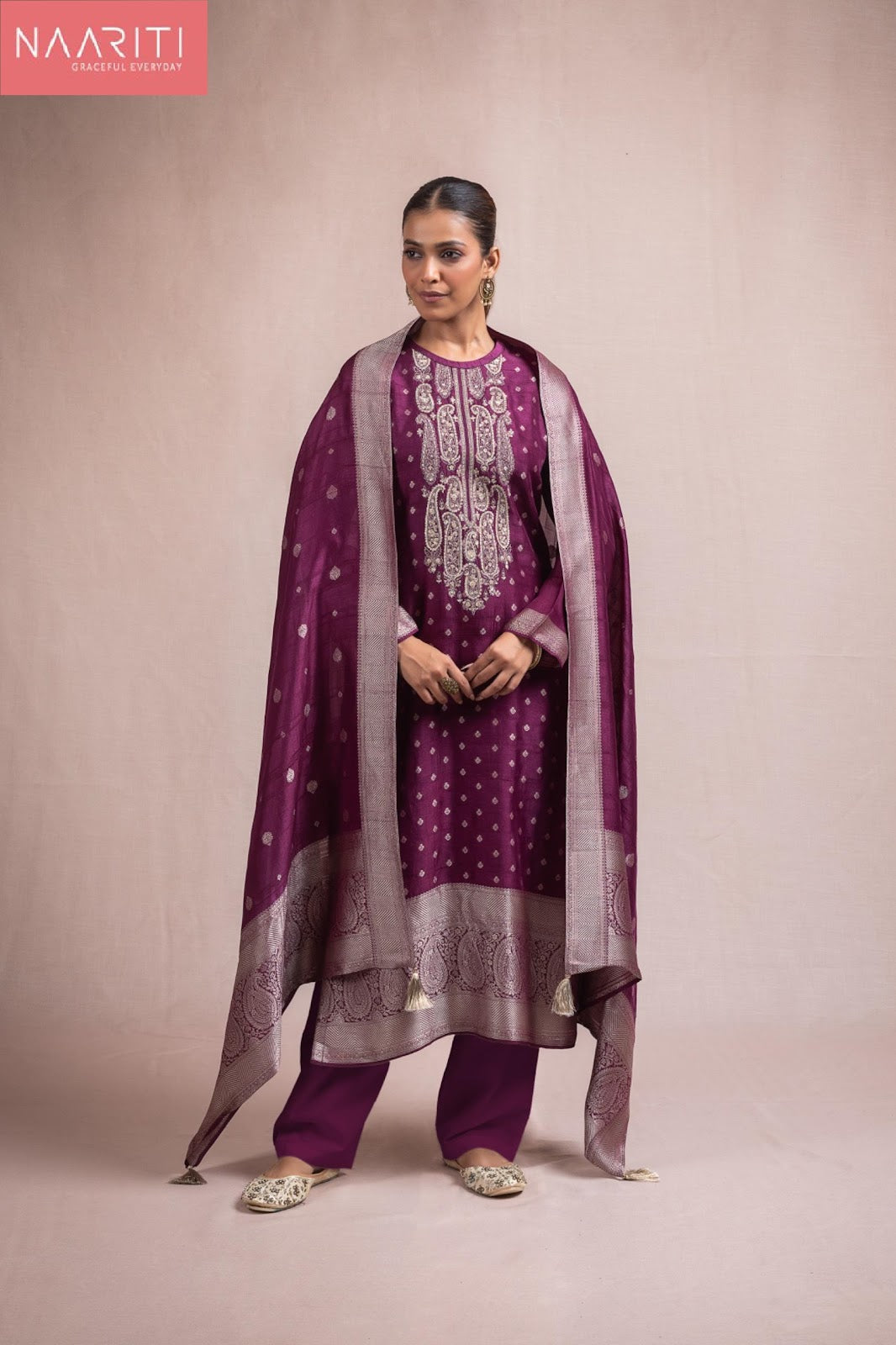 Shura Naariti Tussar Silk Pant Style Suits Wholesaler Ahmedabad