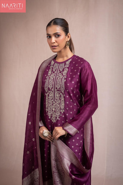 Shura Naariti Tussar Silk Pant Style Suits Wholesaler Ahmedabad