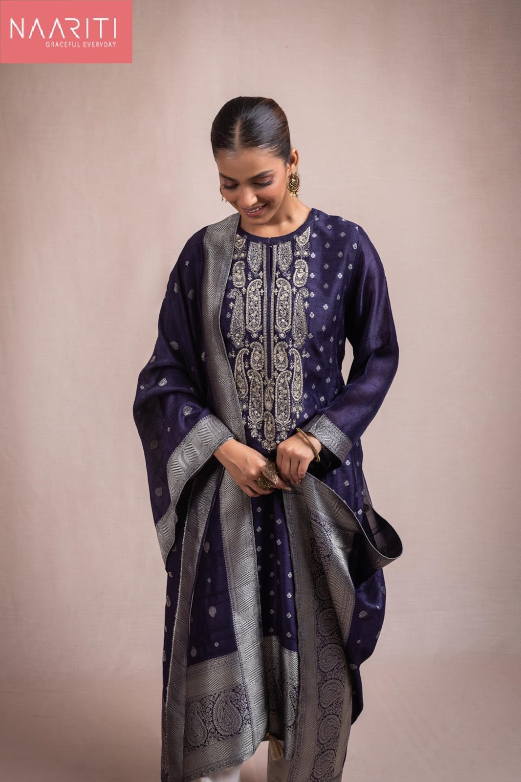 Shura Naariti Tussar Silk Pant Style Suits Wholesaler Ahmedabad