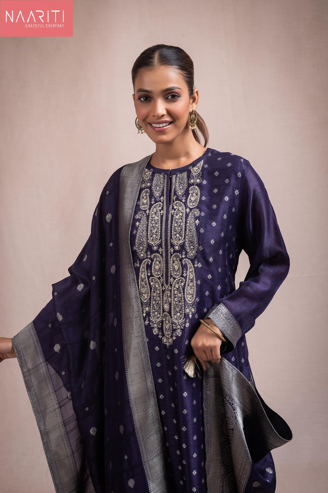 Shura Naariti Tussar Silk Pant Style Suits Wholesaler Ahmedabad