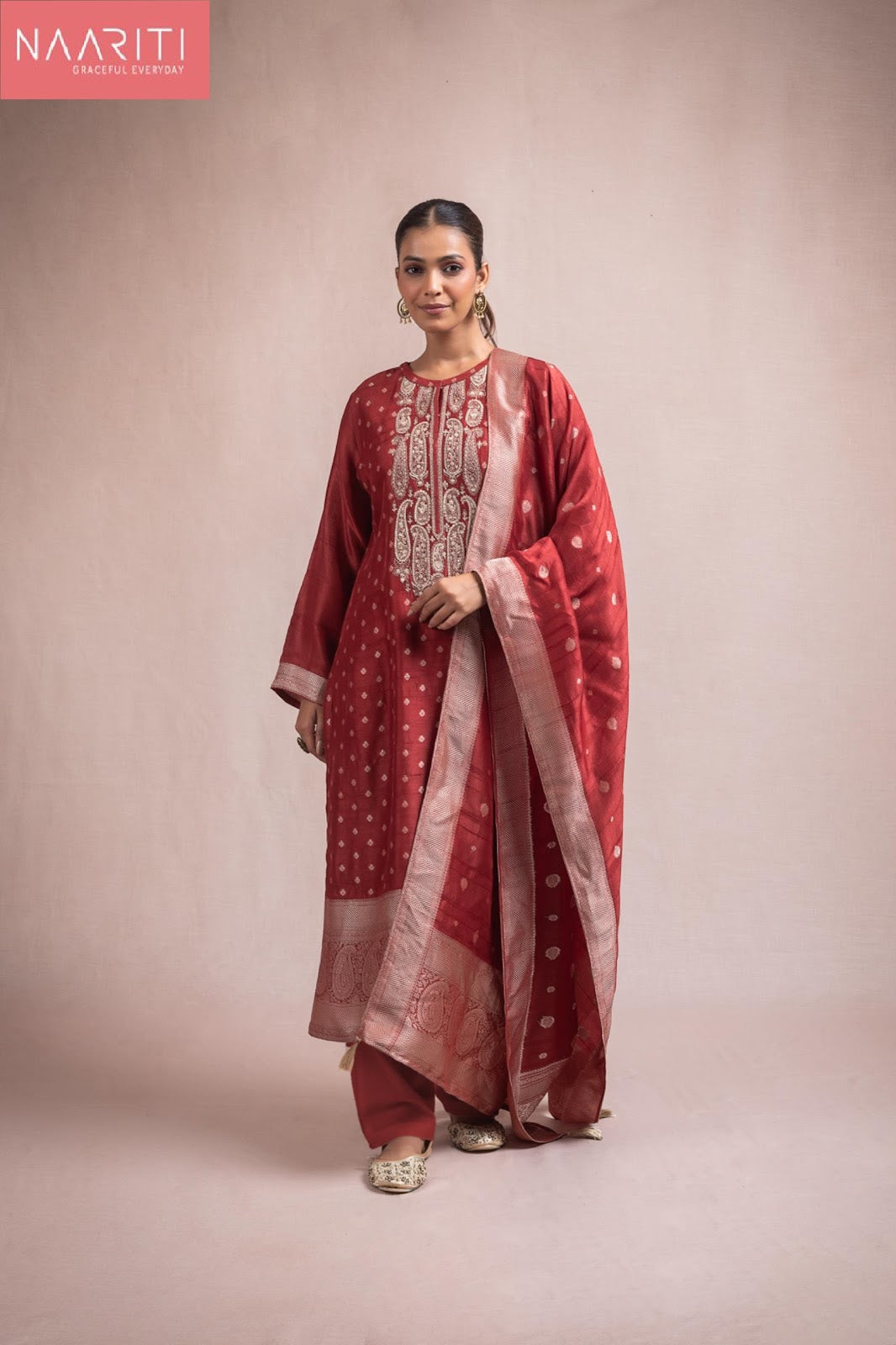 Shura Naariti Tussar Silk Pant Style Suits Wholesaler Ahmedabad
