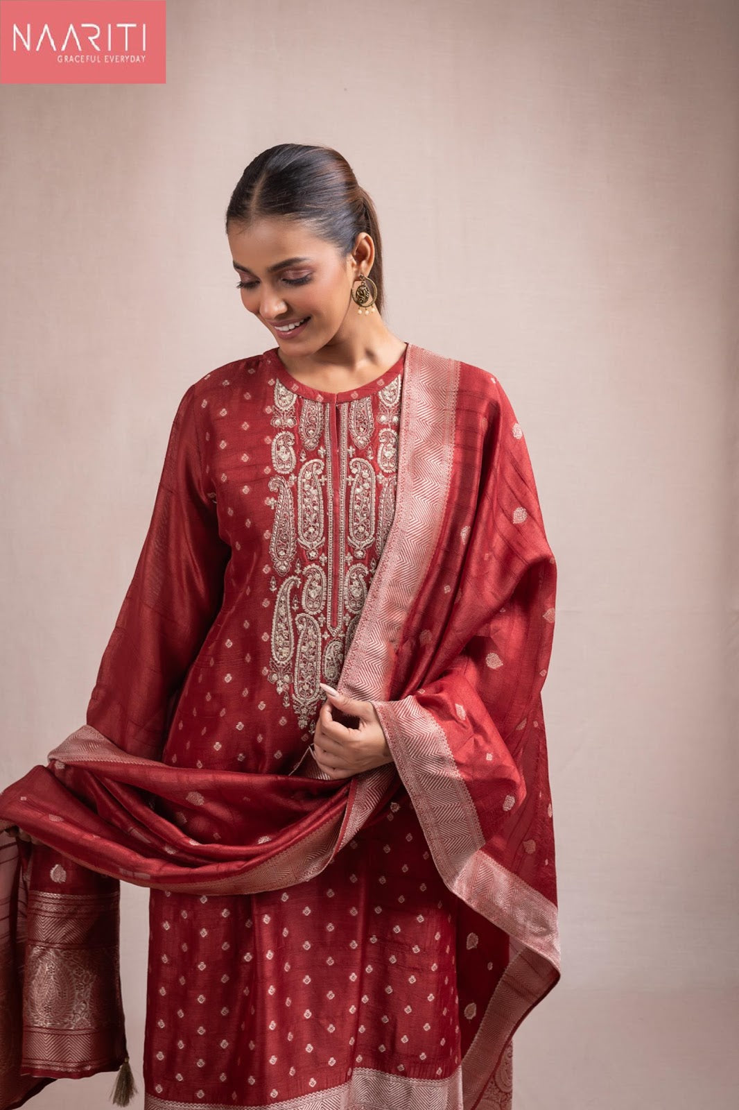 Shura Naariti Tussar Silk Pant Style Suits Wholesaler Ahmedabad