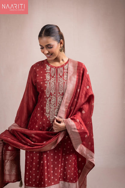 Shura Naariti Tussar Silk Pant Style Suits Wholesaler Ahmedabad