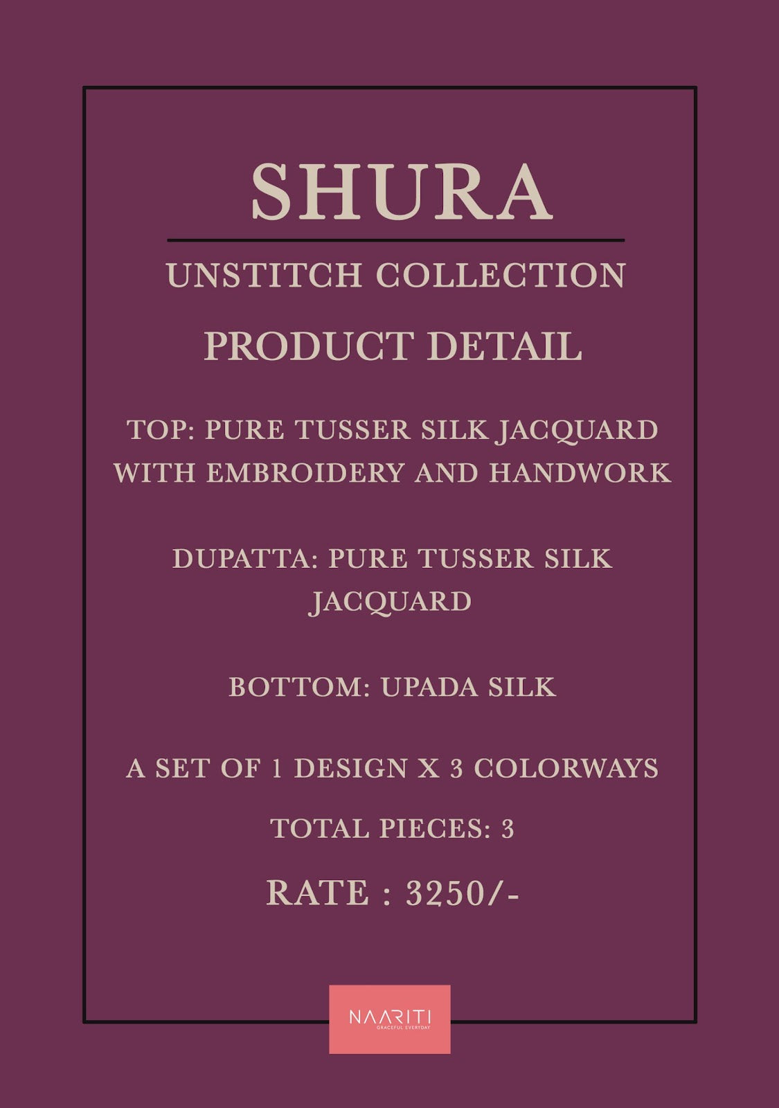 Shura Naariti Tussar Silk Pant Style Suits Wholesaler Ahmedabad