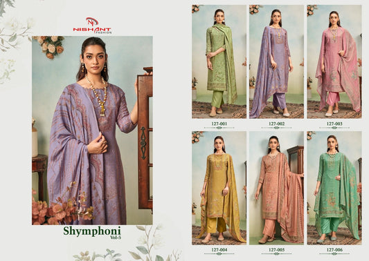Shymphoni Vol 5 Nishant Fashion Viscose Simmer Pant Style Suits Wholesale Price