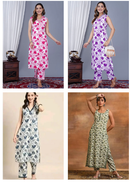 Si-136 Stkri Cotton Kurti Bottom Set Wholesaler India