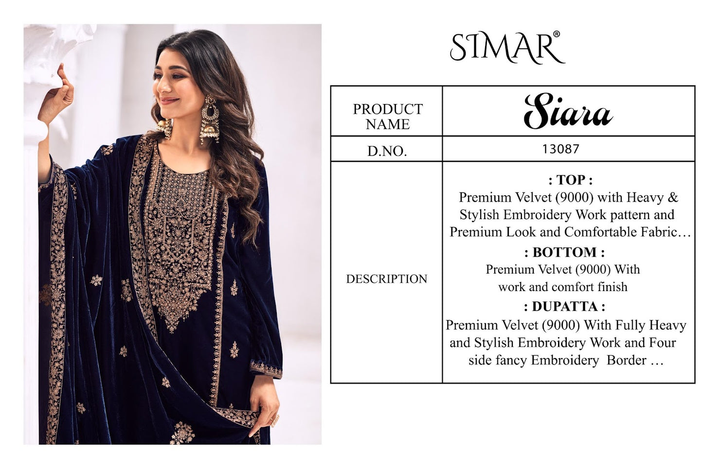 Siara Simar Velvet Suits Wholesale Price