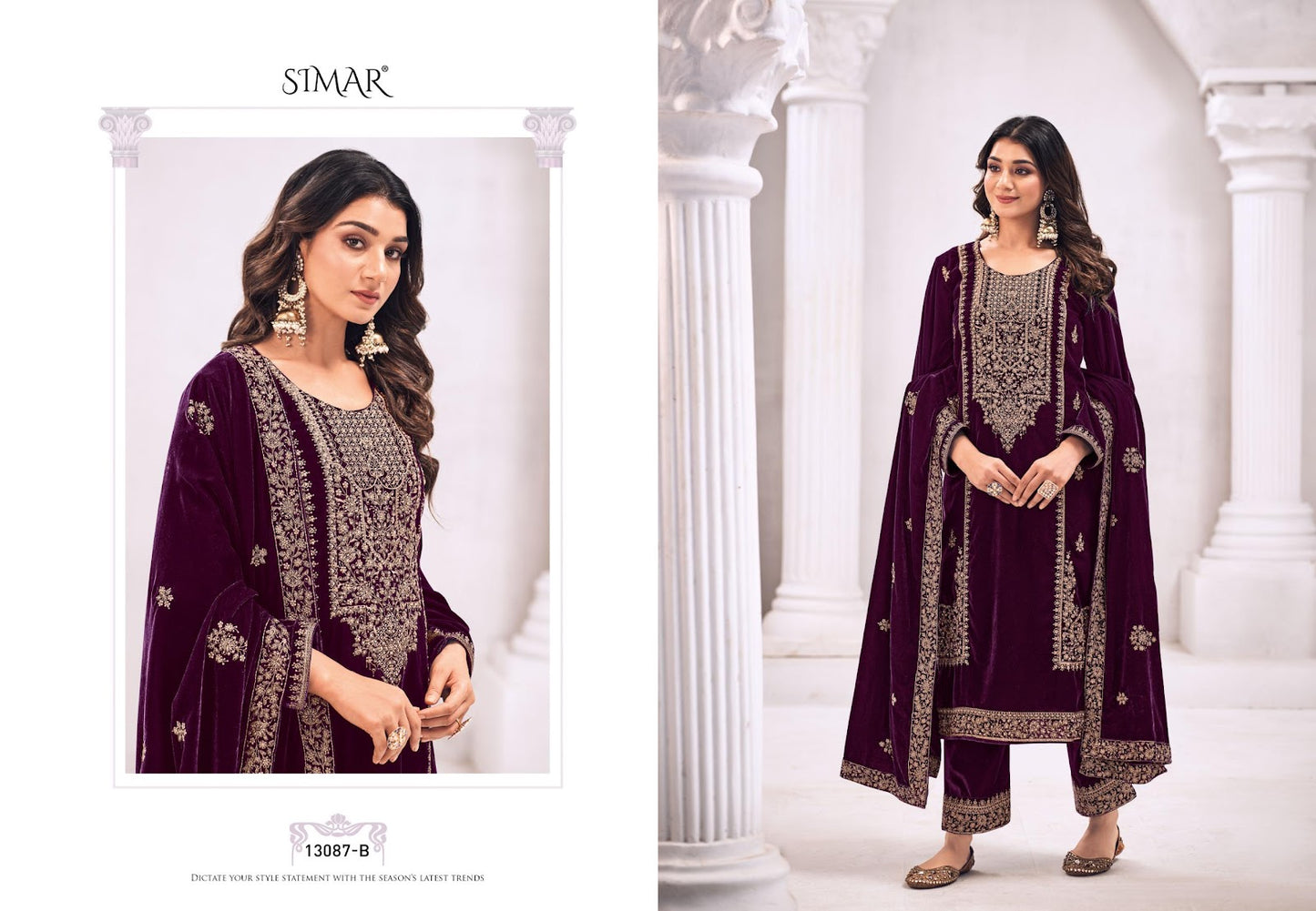 Siara Simar Velvet Suits Wholesale Price