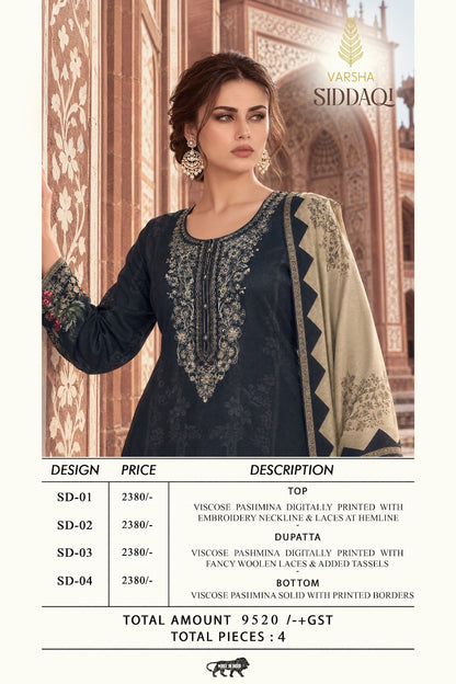 Siddaqi Varshaa Viscose Pashmina Suits Wholesale