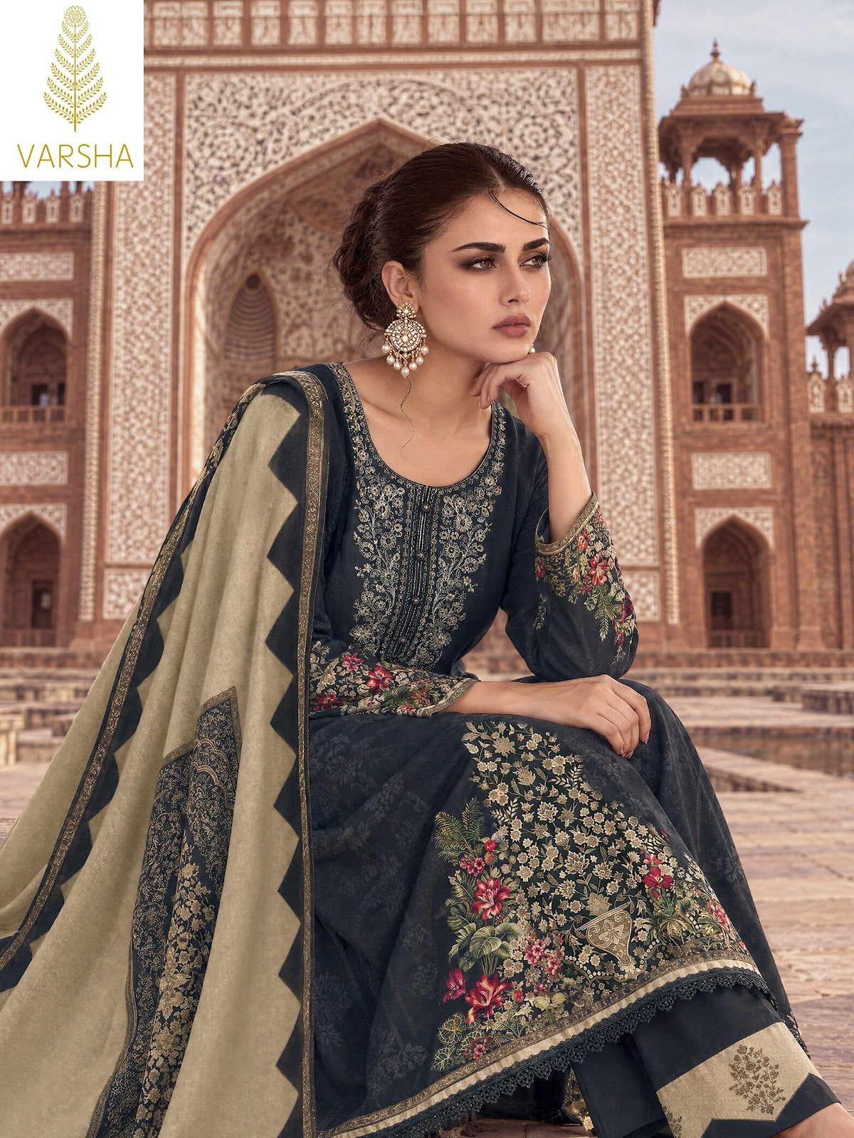 Siddaqi Varshaa Viscose Pashmina Suits Wholesale
