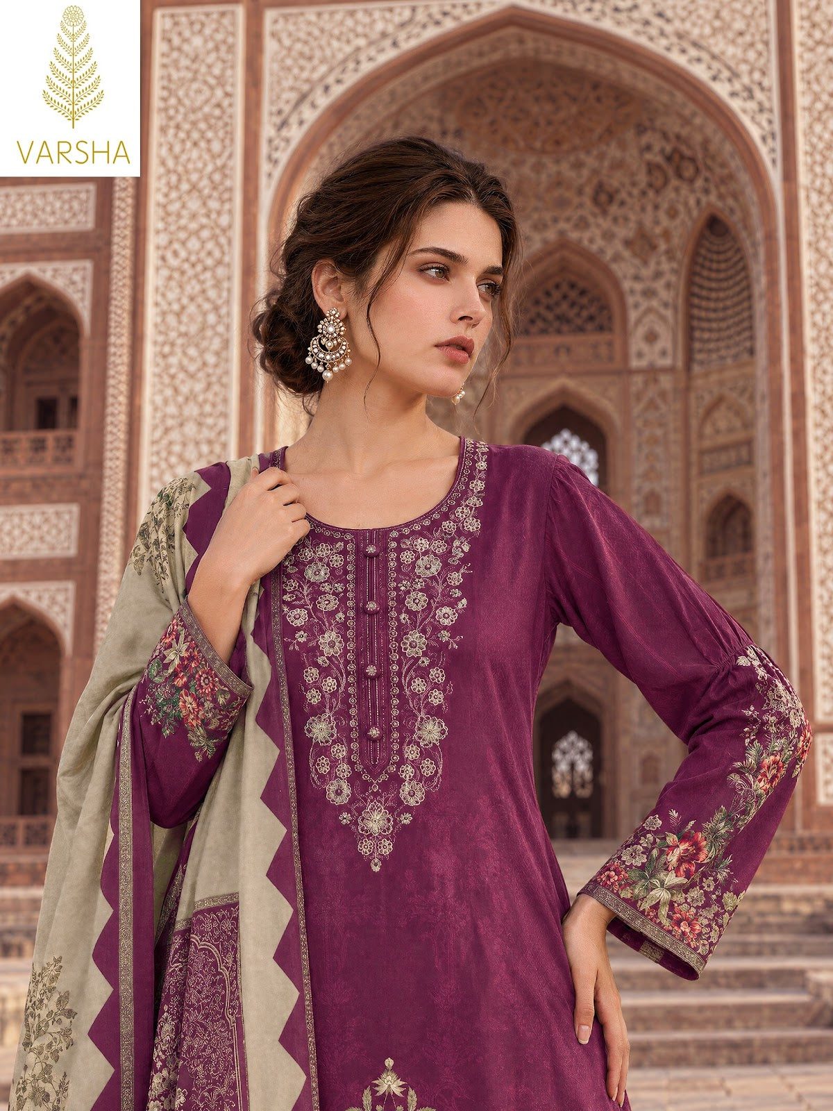 Siddaqi Varshaa Viscose Pashmina Suits Wholesale