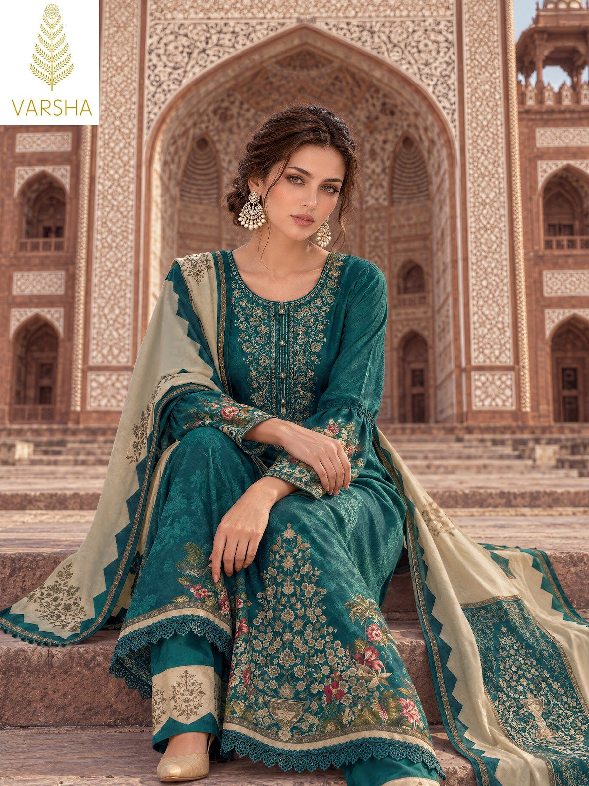 Siddaqi Varshaa Viscose Pashmina Suits Wholesale