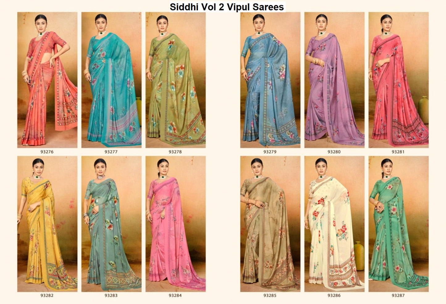 Siddhi Vol 2 Vipul Weightless Sarees Supplier India