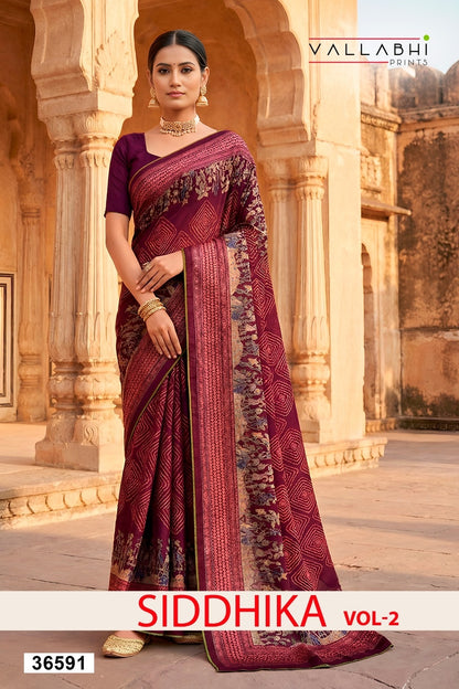 Siddhika Vol 2 Vallabhi Prints Moss Brasso Sarees Wholesaler