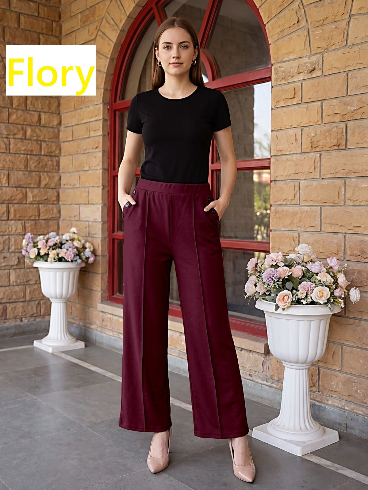 Side Buttons Flory Imported Women Pants Supplier Ahmedabad
