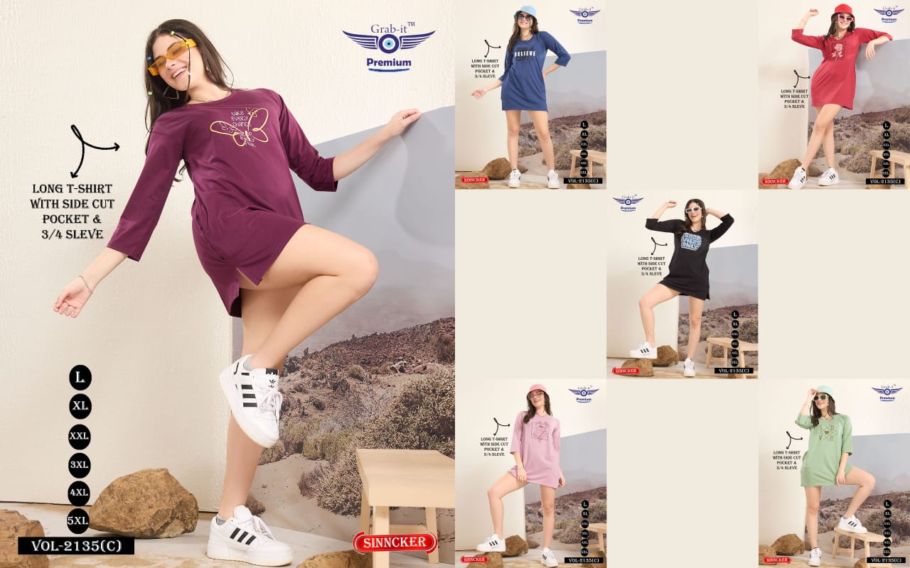 Side Cut 2135 C Grab It Sinker Women Long Tshirt Wholesaler Ahmedabad