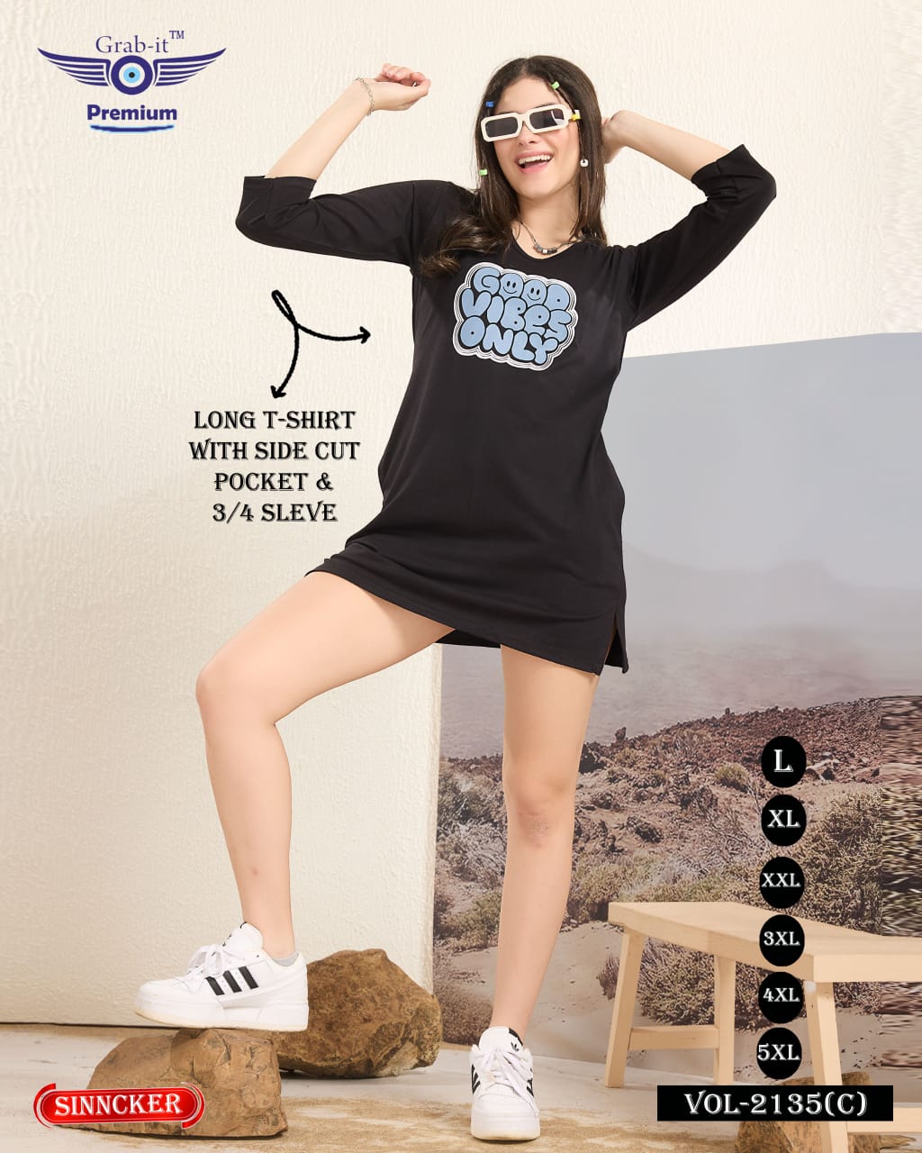 Side Cut 2135 C Grab It Sinker Women Long Tshirt Wholesaler Ahmedabad