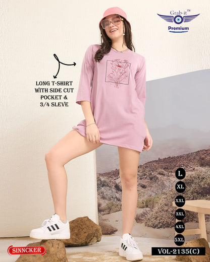 Side Cut 2135 C Grab It Sinker Women Long Tshirt Wholesaler Ahmedabad
