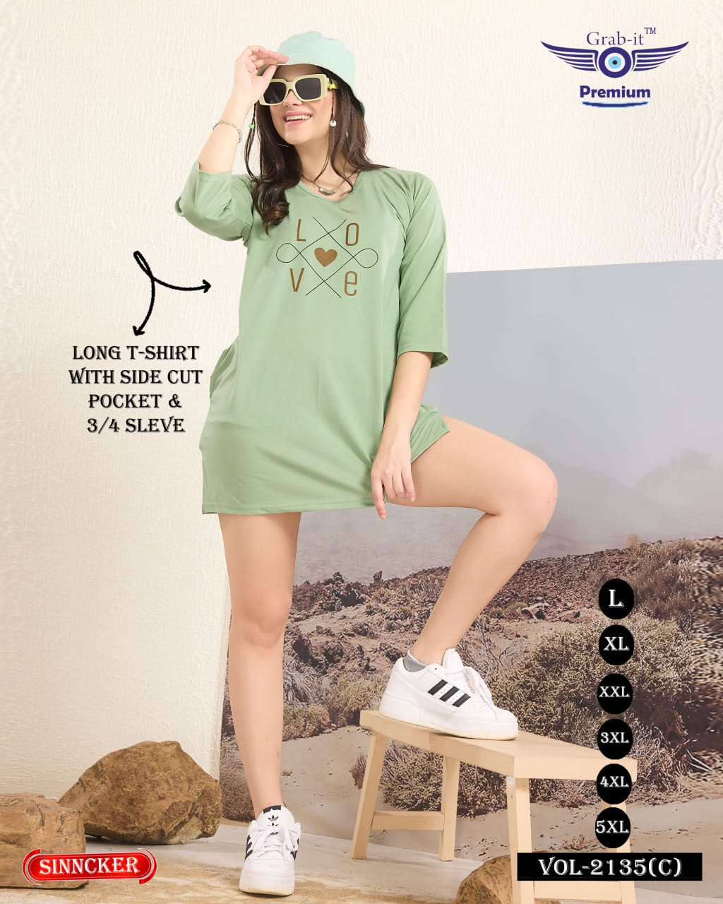 Side Cut 2135 C Grab It Sinker Women Long Tshirt Wholesaler Ahmedabad