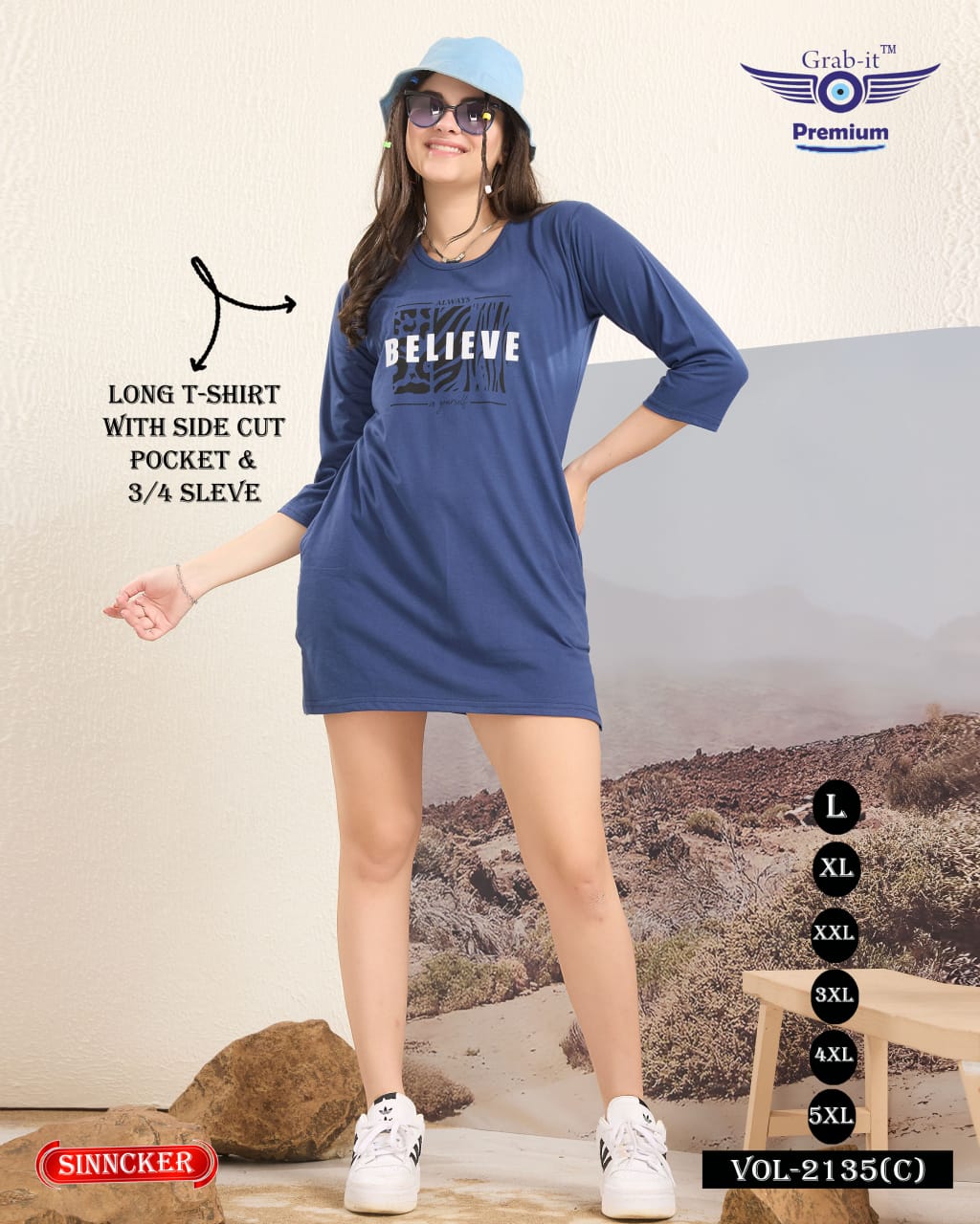 Side Cut 2135 C Grab It Sinker Women Long Tshirt Wholesaler Ahmedabad