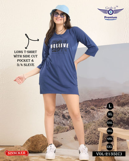 Side Cut 2135 C Grab It Sinker Women Long Tshirt Wholesaler Ahmedabad