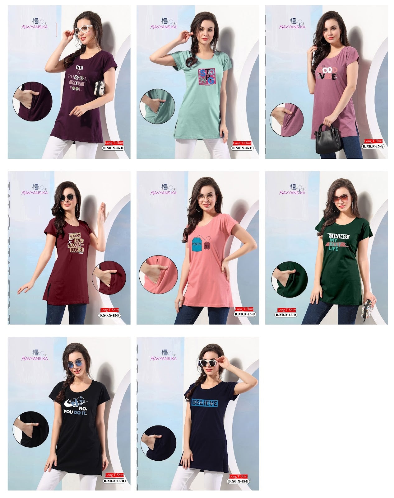Side Cut Design 45 Kavyansika Women Long Tshirt Wholesaler Gujarat