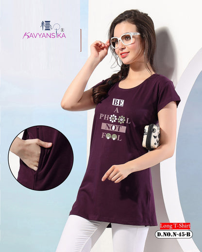 Side Cut Design 45 Kavyansika Women Long Tshirt Wholesaler Gujarat