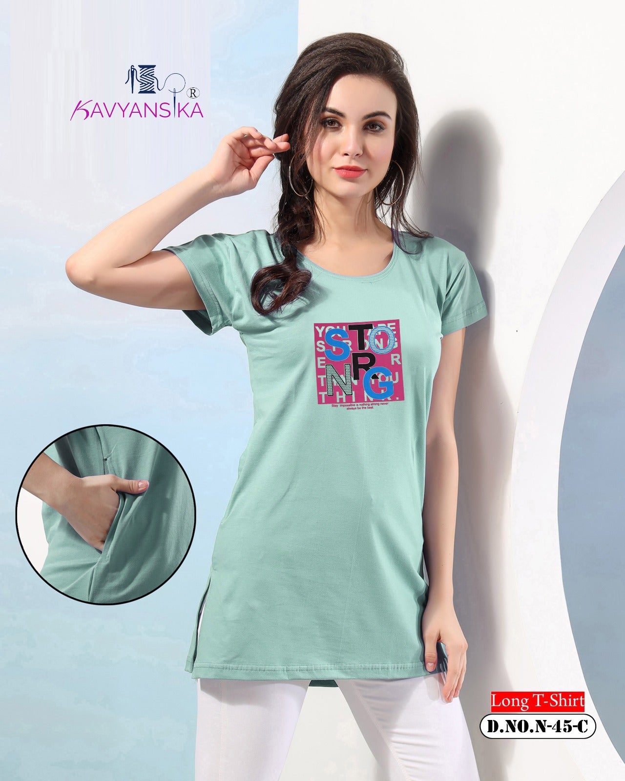 Side Cut Design 45 Kavyansika Women Long Tshirt Wholesaler Gujarat