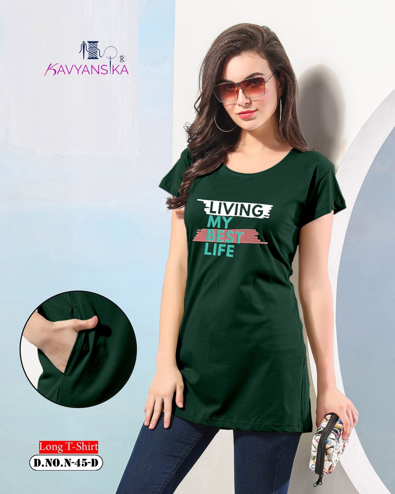 Side Cut Design 45 Kavyansika Women Long Tshirt Wholesaler Gujarat