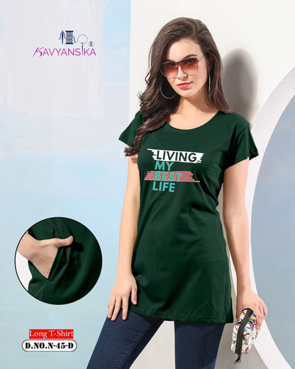 Side Cut Design 45 Kavyansika Women Long Tshirt Wholesaler Gujarat