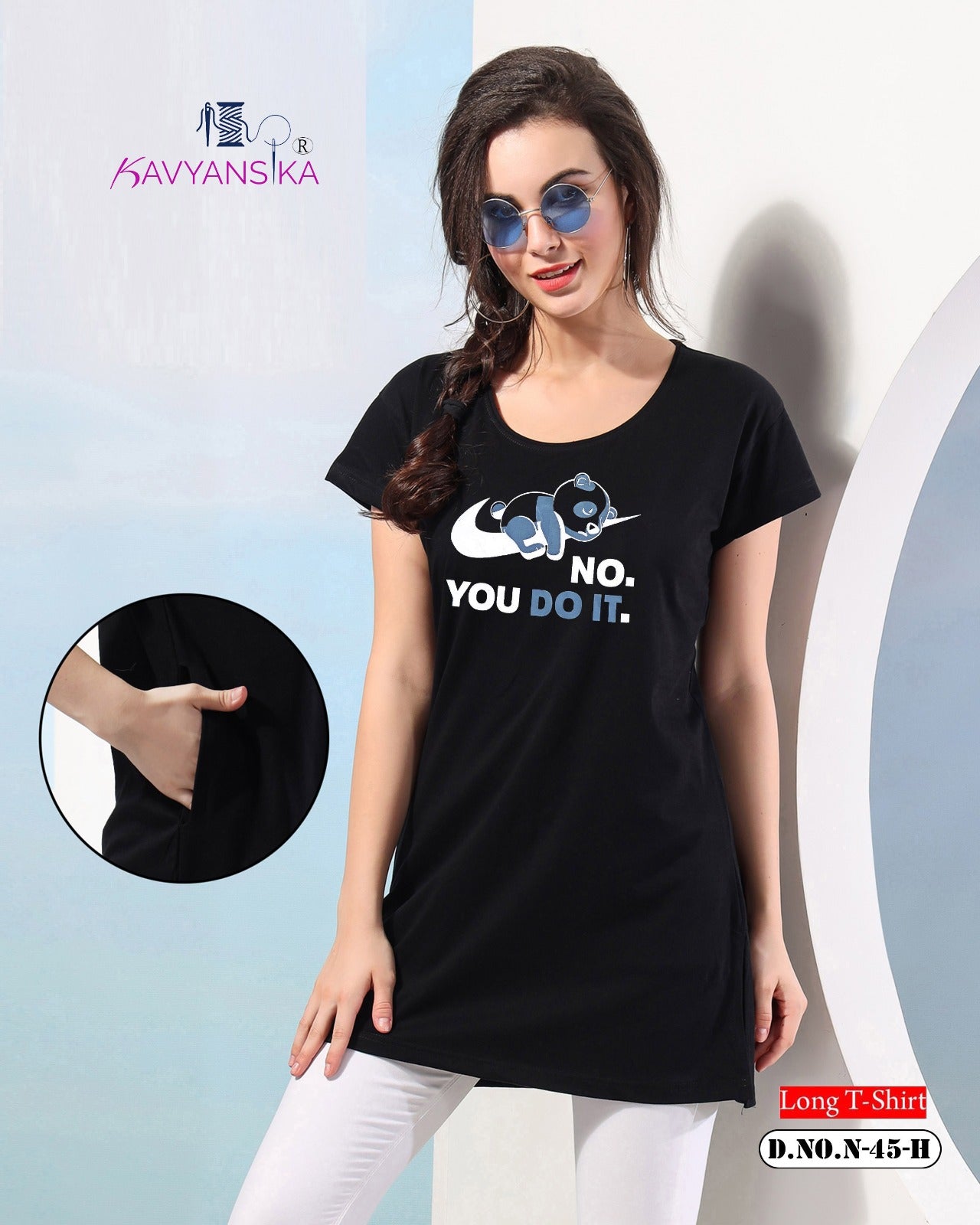Side Cut Design 45 Kavyansika Women Long Tshirt Wholesaler Gujarat