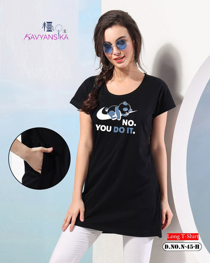 Side Cut Design 45 Kavyansika Women Long Tshirt Wholesaler Gujarat
