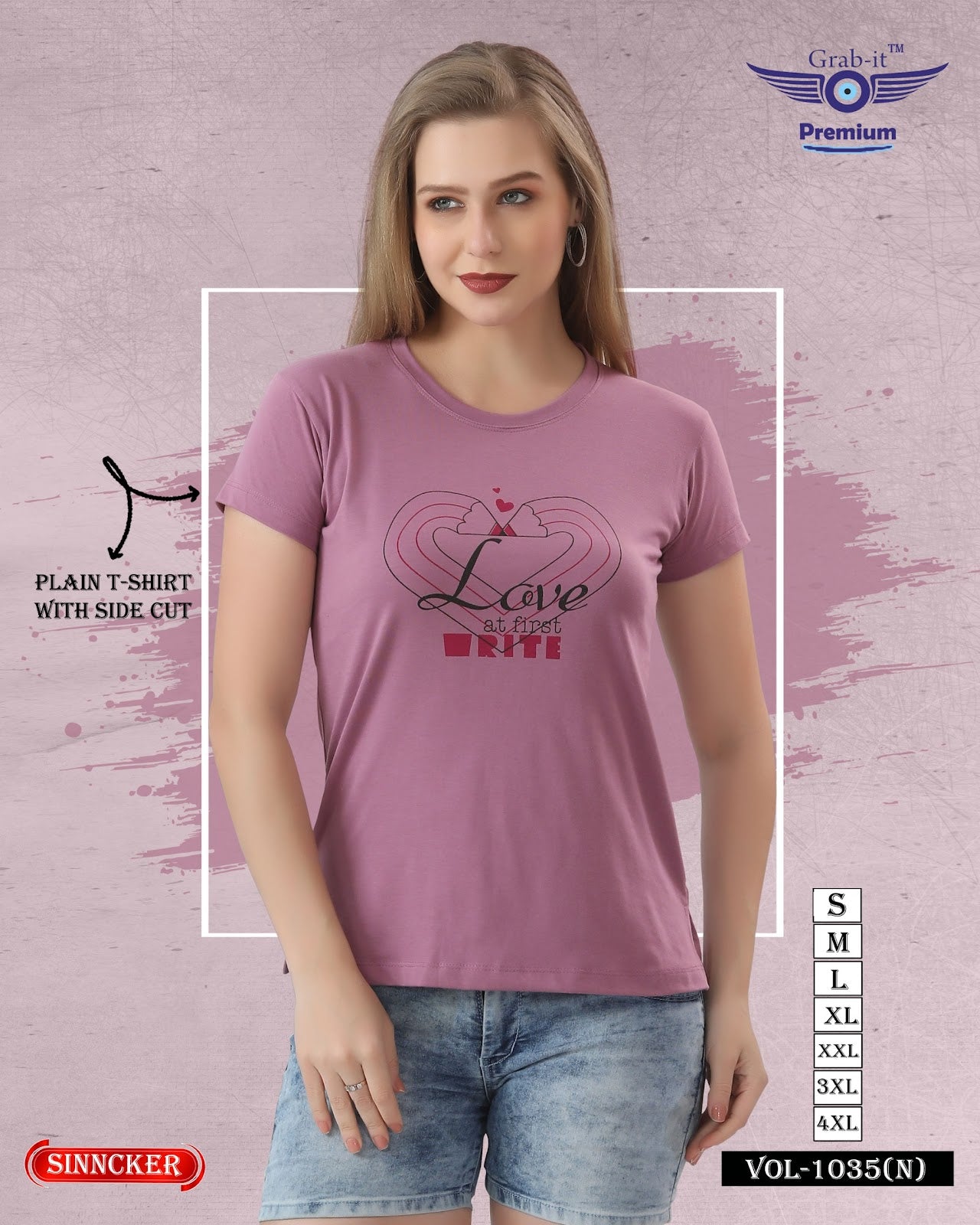 Side Cut Vol 1035 N Grab It Sinker Women Tshirt Wholesale Price