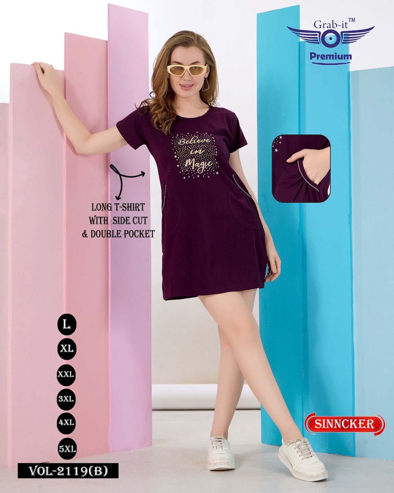 Side Cut Vol 2119 B Grab It Sinker Women Long Tshirt Wholesaler Gujarat
