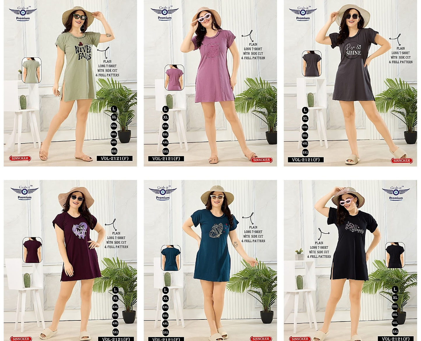Side Cut Vol 2121 F Grab It Sinker Women Long Tshirt Manufacturer Gujarat