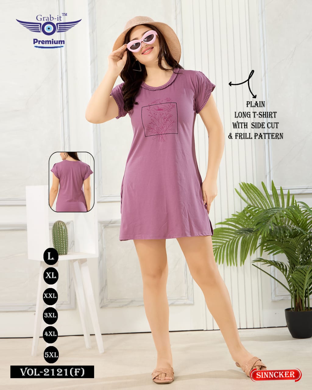 Side Cut Vol 2121 F Grab It Sinker Women Long Tshirt Manufacturer Gujarat