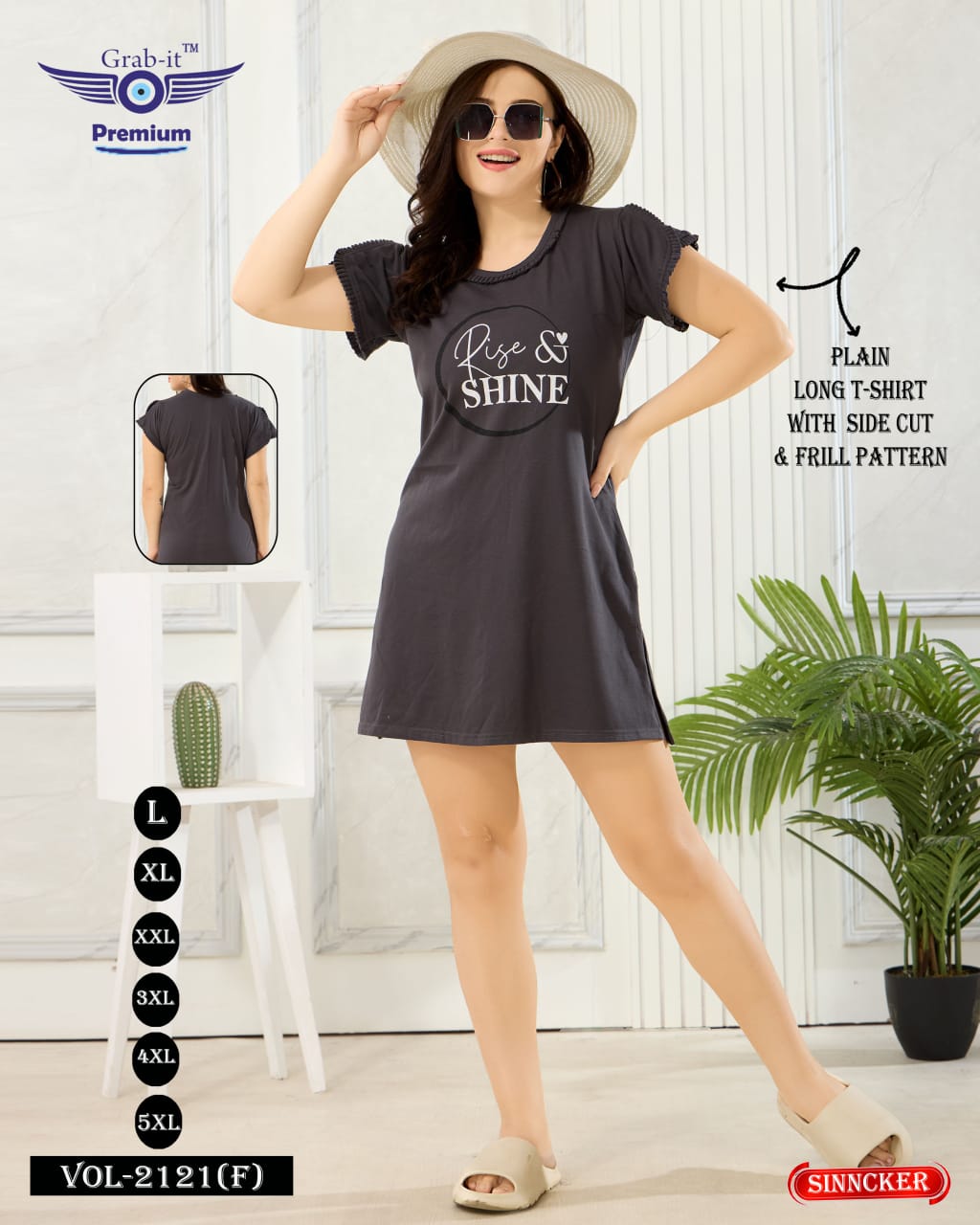 Side Cut Vol 2121 F Grab It Sinker Women Long Tshirt Manufacturer Gujarat