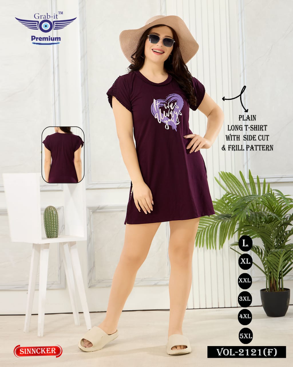 Side Cut Vol 2121 F Grab It Sinker Women Long Tshirt Manufacturer Gujarat