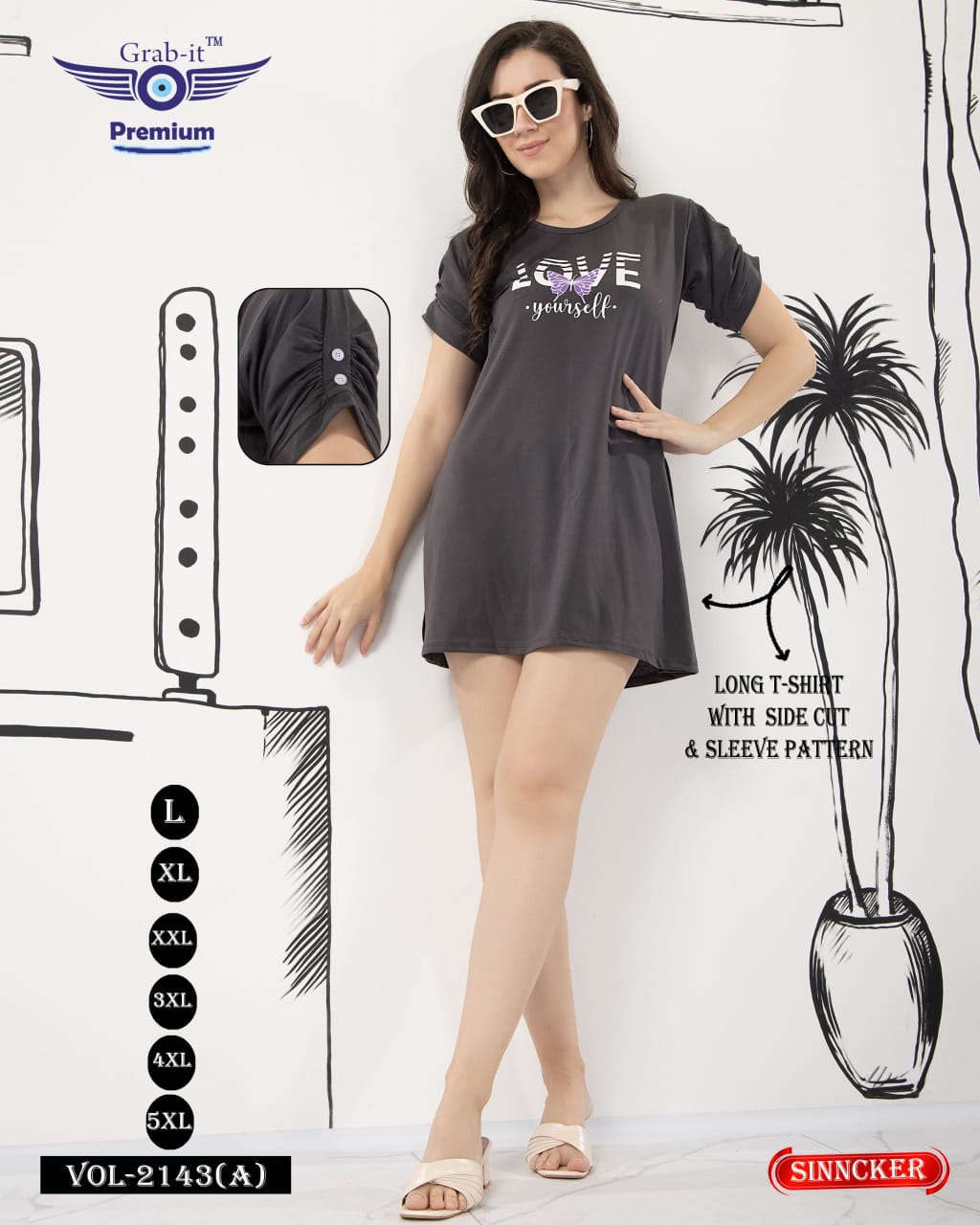 Side Cut Vol 2143 A Grab It Sinker Women Long Tshirt Supplier Ahmedabad