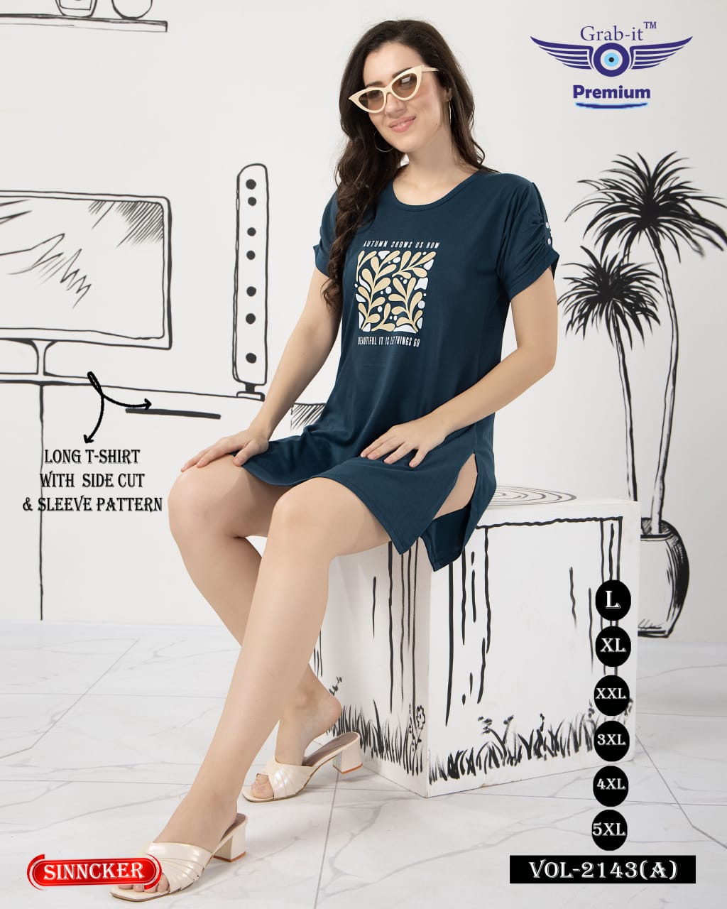 Side Cut Vol 2143 A Grab It Sinker Women Long Tshirt Supplier Ahmedabad