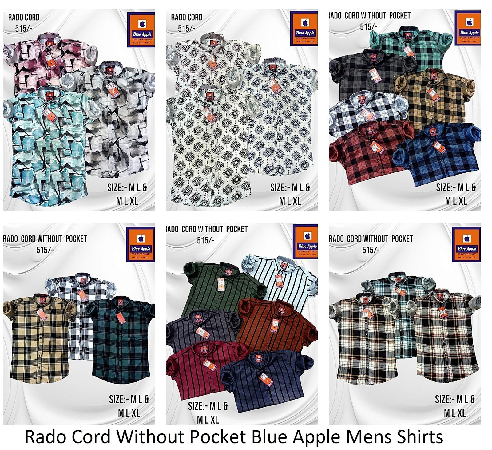 Rado Cord Without Pocket Blue Apple Mens Shirts Manufacturer Ahmedabad