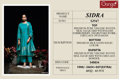 Sidra 3947 Ganga Premium Viscose Plazzo Style Suits Manufacturer Gujarat